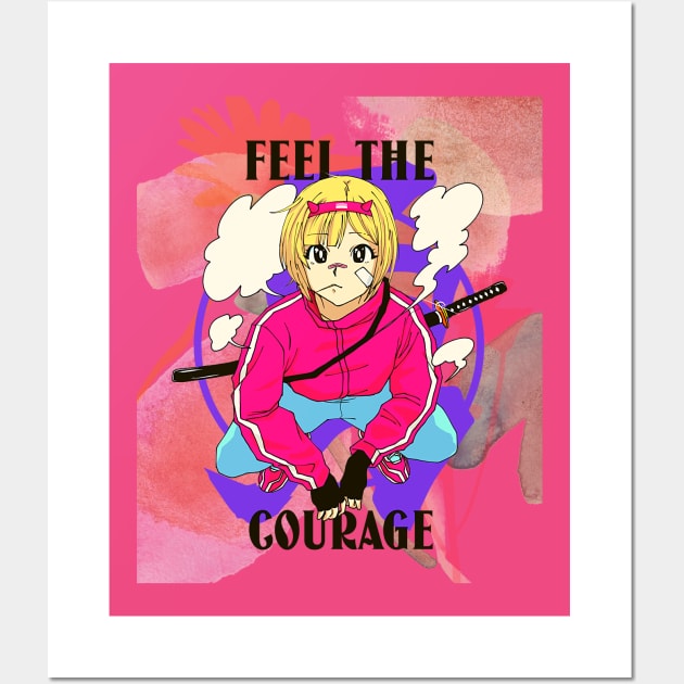 Feel the Courage (Anime Girl squat bandaid) Wall Art by PersianFMts